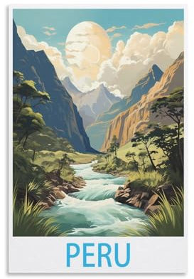 KmoNo Peru Vintage-Reiseposter, 30 x 45 cm, Wanddekoration, Gemälde, Leinwand, Wandkunst, Wohnzimmer, Poster, Schlafzimmer