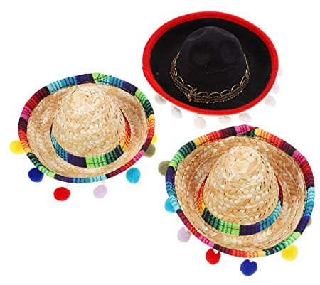 CORHAD 3 Stücke Mini Mexikanischer Sombrero Stirnband Haar Hoop Party Kopfschmuck Gemischte Stile Für Festival Und Party