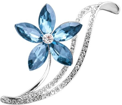 tinshow Forget Me Not Flower Brooch for Women UK Pin Badge The Late Princess Diana's Favourite Flower Jewellery Crystal Rhinestone Brooches Vintage Gifts for Women Valentine's Day Anniversary Holiday