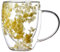 EABYMOR 350ml Double Wall Insulated Coffee Mug,Dried Flower Glass Coffee Cups,Layered Glass Beverage Cup,Espresso Cups Aesthetic for Women (Yellow)