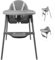 Bemesu Hochstuhl Baby, Hochstuhl Kinder Mit Tablett, Höhenverstellbarer Kinderhochstuhl 5-Punkt-Gurt, Kinderstuhl für 6 Monate bis 3 Jahre (max. 15 kg), Grau