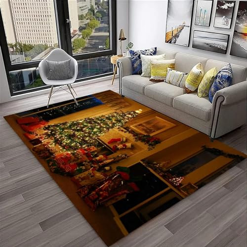 Cartone Animato Di Albero Di Natale Di Babbo Natale 3D Stampato Di Cristallo Velvet Famiglia Moquette, Giochi For Bambini Mat, Camera For Bambini Arredamento Moquette, Area Carpet 200 X 300 Cm -9F1O3R