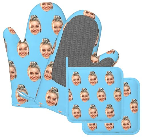 Guanti da Forno Personalizzati in Silicone e Poliestere, Set di 4 Guanti da Cucina Resistenti al Calore, con Immagine Personalizzata (3)