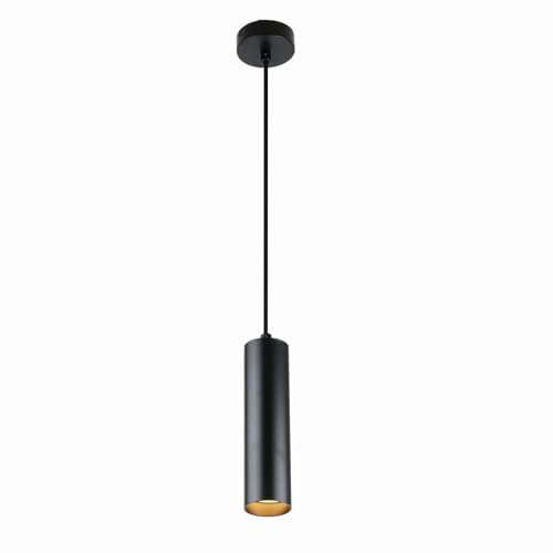 Alpinaluz Pendelleuchte aus Aluminium, röhrenförmig, modernes und minimalistisches Design, 20 cm mit GU10-Sockel und Textilkabel von 120 cm (schwarz)