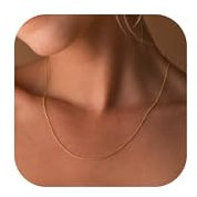 BodyBonita Trendige Goldkette für Damen – Choker-Halskette mit Verschluss aus 925er Sterlingsilber, 14 Karat vergoldet, dünne, einfache Rolo-Kette, anlaufgeschützter Goldschmuck für Damen, 18 Zoll
