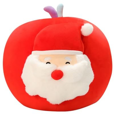 Ueiwffzo Kuschelkissen Kinder Apfel Kissen, Weiche Flauschige Apfelform Weihnachtsmann Plüsch Kissen, Kuschelkissen Kinder Dekokissen Sofakissen Deko (25cm)
