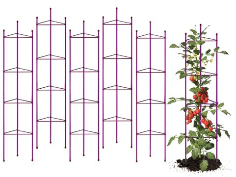 G-LEAF 6 Stück 145 cm Garten Rankhilfe Tomatenkäfig Pflanzenstütze Obelisk Klettergerüst Spalier| Rankgitter Kletterhilfe| Kletterpflanzen,Tomaten,Rosen-