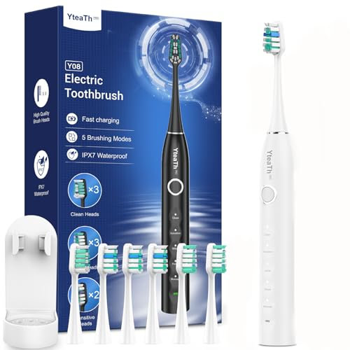 Electric Toothbrush, 120-Day Battery Life per Charge, Includes 8 Brush Heads, 5 Modes with 2-Minute Smart Timer