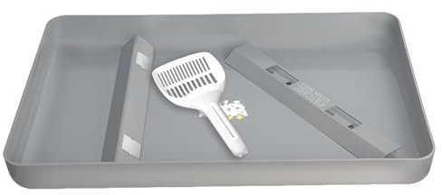 Reusable Litter Tray Compatible with Petsafe ScoopFree Cat Litter Box Tray,Self-Cleaning Cat Litter Boxes,with Free Scoop, New Designed Never Absorbs Odor, Stains, or Rusts,Easy Clean-Grey