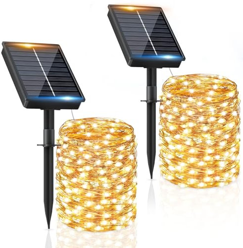 FIFlying Solar Lichterkette Aussen, 2x16M 160 LED Solarlichterkette Außen Wetterfest 8 Modi IP65 Wasserdicht Solar Lichterkette Outdoor für Balcony Garten Zaun Camping Hof Party Hochzeit