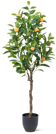 Abbott Collection Faux Tree, Polyester, Green/Orange, 3ft 11in