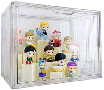 Dasellfa Display Case Display Case Plexiglass Display Stand for Collectables Model Acrylic Transparent with Door Toy Storage Action Figures Collection (36 x 22 x 27 cm)
