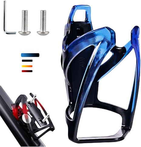 AirTag Fahrrad Getränkehalter 36g Leichtgewicht Trinkflaschenhalter für MTB Rennrad Fahrrad 4 Farben, Flaschenhalter seitliche Entnahme/Fahrrad (Schwarz Anti Diebstahl Schrauben) (Schwarz Blau)