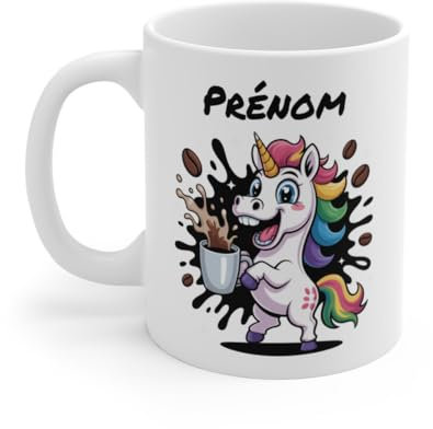 Teecustom Mug Hérisson Personnalisé – Tasse Café Mignonne et Énergique avec Prénom – Cadeau Original (Licorne)