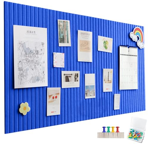 60 x 40cm Große Filz Pinnwand Selbstklebend ，vertikaler Streifen dekorative Pinnwand aus Filz,Filzboard, faltbare Fototafel Memotafeln Memo Boards Bulletin Board für Büro Küche，Pfauenblau