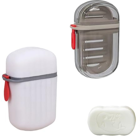 2 Stück Seifendose Reise,Seifenbox Reise mit Deckel,Klein Wasserdicht Reisebecher,Seifenschale mit Deckel,Shampoo Aufbewahrung,Seifendose Abtropfgitter,Reiseorganizer,Soap Box für Küche,Badezimmer