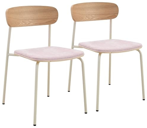 Oviala 2 stapelbare Stühle aus Holz, Rosa
