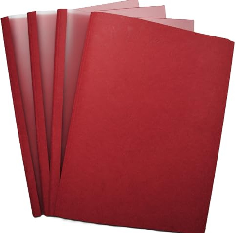 Thermocover DIN A4 Thermobindemappen, Lederstruktur Weinrot/transparent satiniert, 50 Stück (2,0 mm = 11-20 Blatt)