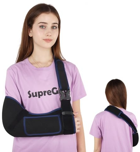 supregear Arm Sling Shoulder Immobilizer for Women Men, Comfortable Breathable Sling for Shoulder Injury, Rotator Cuff, Broken Dislocated Fracture Strain, Fit Left or Right Arm, Black + Dark Blue, M