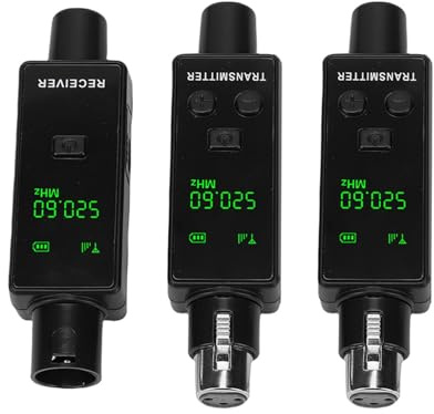 Annadue 2,4-GHz-Funk-XLR-Mikrofon, Aufsteckbarer Senderempfänger mit 24-Bit-48-kHz-Audio, Automatische Kopplung, 8-Stunden-, für Soundmixer-PA-System (1 für 2)