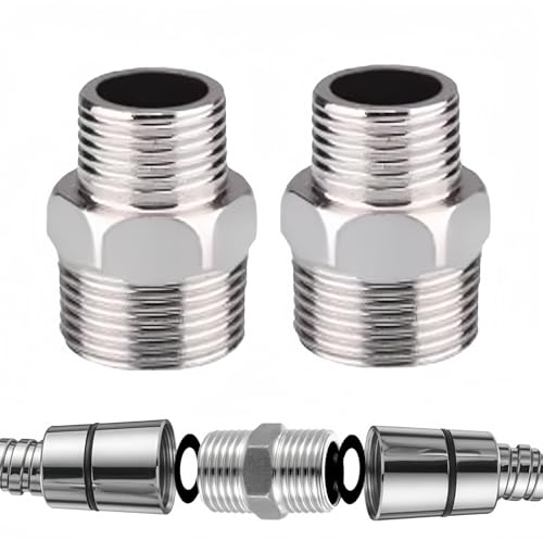 2PCS Shower Hose Connectors Male to Female,Threaded Connector Accessories,Stainless Steel Water Pipe Plumbing Fittings,Hose Pipe Connector, Shower Head Adapter,Hose Extension C/onnector