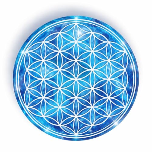 Blume des Lebens Wandtattoo - 20x20cm - Blau - Mandala - spirituelles Symbol - Wanddeko für Wohnzimmer Wandaufkleber Schlafzimmer Büro Meditation Yoga Raum