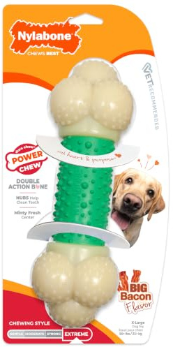 Nylabone Power Chew Double Action Barbell Bone Dog Chew Toy, X-Large