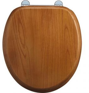 Burlington Bar Hinged Golden Oak Toilet Seat With Lift Handles S11