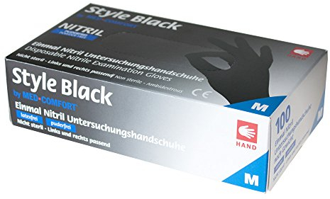 Nitrilhandschuhe STYLE Gr. XS puderfrei schwarz 100 Stück