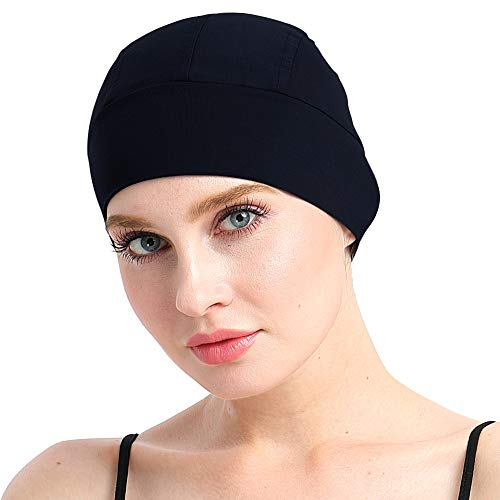 FocusCare Schlafmütze für Haarausfall, Kopfbedeckung für Chemo-Frauen, Schwarz, Einheitsgröße