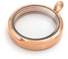 Vintageparts Glasmedaillon aus Edelstahl mit Schraubverschluss zum Befüllen in Roségoldfarben 30 mm 1 Stück