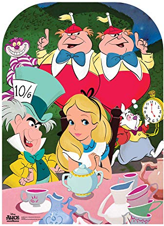 SC1092 Star Cutouts Tea Party Child Stand-in l Alicia en el País de las Maravillas, recorte de cartón, suministros de celabración para baby shower, sombrereros locos, fiestas de té y cumpleaños, 131 x