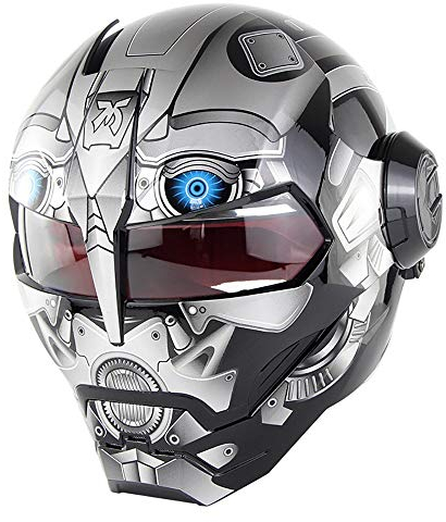 MTTKTTBD Personality Motorradhelm Integralhelm,Confortable Motocrosshelme Fullface Helm für Scooter Moped Cruiser Damen Herren,Iron Man Klapphelme mit Visier
