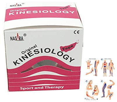 Original Nasara Kinesiologie Tape 5m x 5cm 6er Set inkl. ATC Anleitung mit Klebetechniken - Kinesiotape, Sporttape, Fitnesstape, Tapes - Wasserfest & Atmungsaktiv Pink