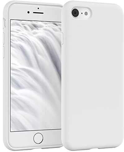 EAZY CASE Premium Silikon Handyhülle kompatibel mit iPhone SE (2022/2020) / iPhone 8/7, Slimcover mit Kameraschutz und Innenfutter, Silikonhülle, Schutzhülle, Bumper, Handy Case, Softcase, Weiß