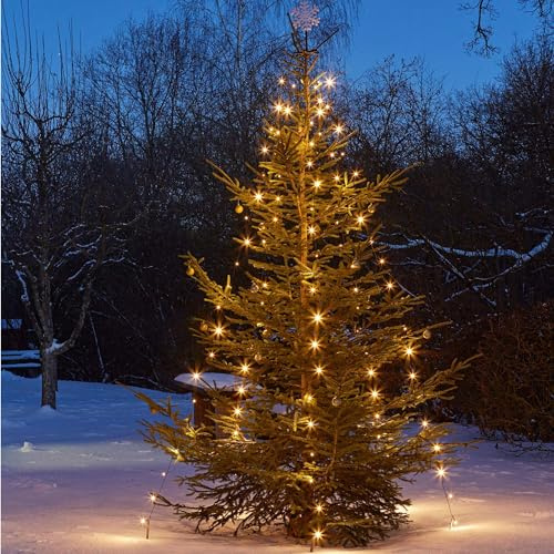 hellum Christbaumbeleuchtung mit Ring, 10 LED Stränge mit Stecker, außen | Weihnachtsbeleuchtung außen Quick Lights mit 220 LED warmweiß, Weihnachtsbaumschmuck beleuchtet 1,80m für Garten <59lm 577907