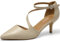 Greatonu Womens Court Shoes D'Orsay Ankle Strap Low Kitten Heel Dress Pumps Wedding Bridal Beige UK 4