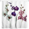 A.Monamour Duschvorhang Wasserdicht Antischimmel Waschbar Stoff Aquarell Weiß Violett Rosa Orchidee Blumen Botanische Pflanzen Textil Polyester Badezimmer Bad Badewanne Vorhang mit Haken 180x200cm