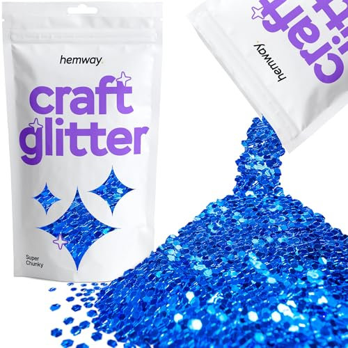 Hemway Craft Glitter Multi Purpose Flakes for Arts Crafts Tumblers Resin Epoxy Nails Wax Scrapbook Glass Schools Decorations - Sapphire Blue - Super Chunky (1/8 0.125 3mm) 100g / 3.5oz