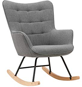 byLIVING Schaukelstuhl RICHIE, Metall-Gestell schwarz, Kufen aus Buche, Relaxsessel, Armlehnen-Sessel, Holz, grau, B 72, H 92, T 92 cm