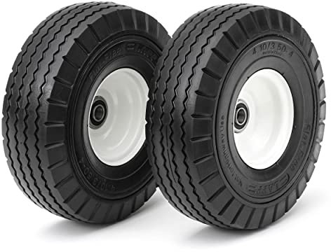 Lapp Wheels, Strapazierfähige, kommerzielle Qualität, 4.10/3.50-4 flache freie Reifen, Sackkarre, rad, GröÃŸe 2-1/4 Zoll ve Nabe, 5/8 Zoll Kugellager, 2 Stück