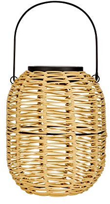 Pauleen 48168 Sunshine Treasure Solar-Laterne für Balkon oder Garten Beige Außenbeleuchtung Kunststoff, Rattan Solar 3000K