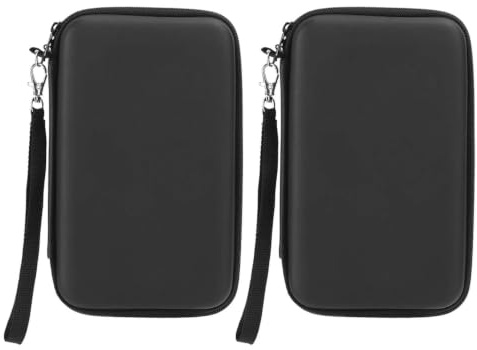 Agatige 2Pcs Game Console Storage Bag, EVA Game Console Protective Hard Case, Portable Carry Dustproof Shockproof Carrying Bag with Hanging Rope for 3DSXL/3DS LL/3DS (Black)