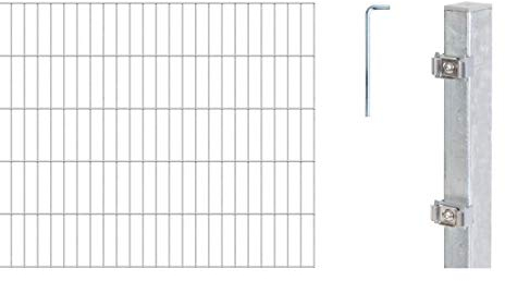 Alberts 657017 Doppelstabmattenzaun als 32 tlg. Zaun-Komplettset | verschiedene Längen und Höhen | feuerverzinkt | Höhe 100 cm | Länge 30 m