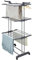 Tendedero plegable con 3 niveles, con 2 alas laterales plegables, cuerda extensible (gris)