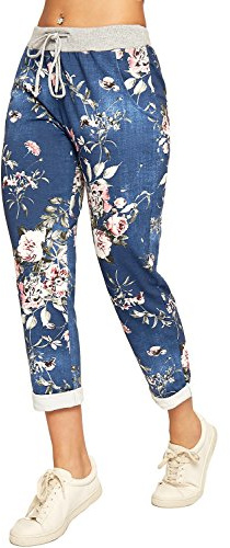 WearAll - Femmes Floral Imprimer Drawstring Élastiquée Pantalon Dames Jogging Bottoms Pantalon - 36-42