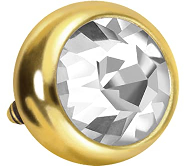 PIERCINGLINE Titan Schraubkugel mit Außengewinde 0,9 mm goldfarben Kristall Piercing Aufsatz Ersatz