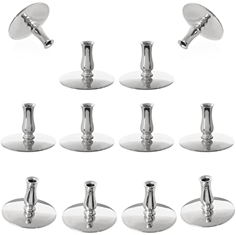 NKlaus 12x Kerzenhalter Messing vernickelt Kerzenständer Dünne Altarkerzen Bis Ø6,7mm Hochzeit 6733
