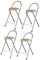 thesecrethome.es - Pack de 2 o 4 Taburetes Plegables con Respaldo - Sillas Plegables de Metal y Madera - Ideales para Cocina, Terraza o Jardín - Alto. 80 cm x Largo. 40 cm (Pack de 4 Unidades)