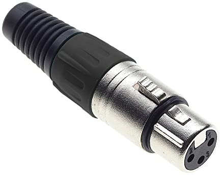 Keple 3-polige XLR-Buchse, schwarz - Buchse für Audio-Mikrofon-DMX-Stecker, nicked-plated Adapter, Metallstecker mit Kunststoffgehäuse